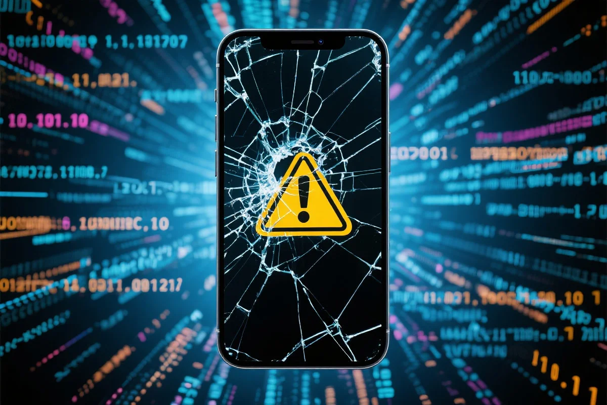 一个被恶意软件攻击的手机屏幕
